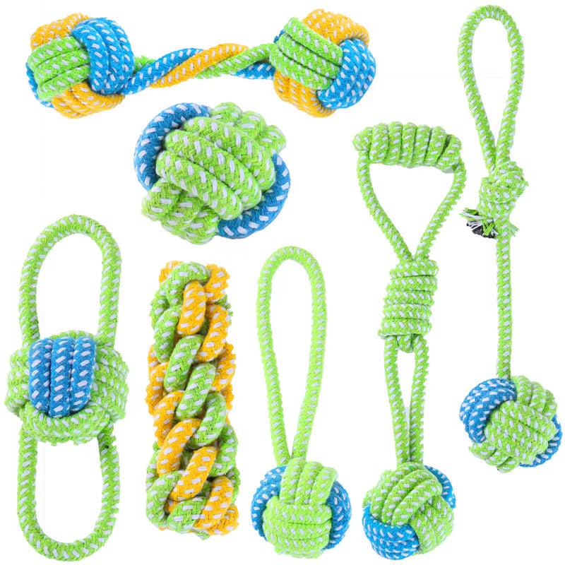 Durable Cotton Rope Dog Toy Ball for Teeth Cleaning Pet Supplies Small Pet Dogs Chew Toy Knot Ball Cat and Dog Teething Rope
