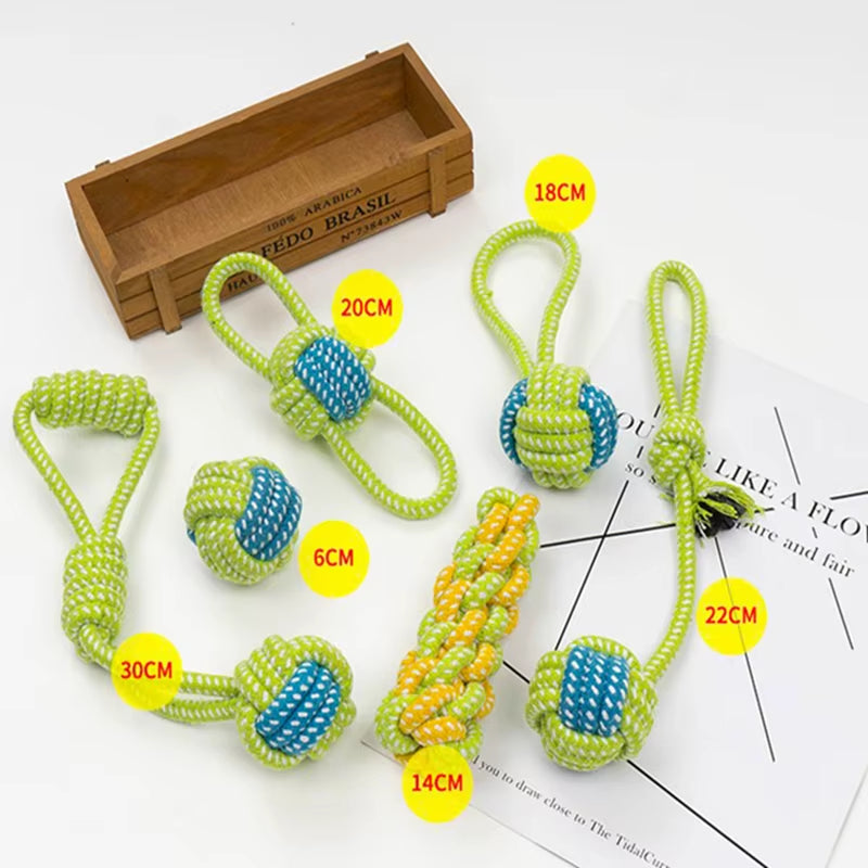 Durable Cotton Rope Dog Toy Ball for Teeth Cleaning Pet Supplies Small Pet Dogs Chew Toy Knot Ball Cat and Dog Teething Rope