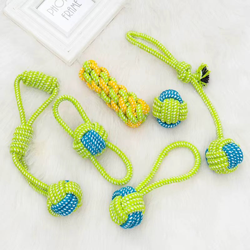 Durable Cotton Rope Dog Toy Ball for Teeth Cleaning Pet Supplies Small Pet Dogs Chew Toy Knot Ball Cat and Dog Teething Rope