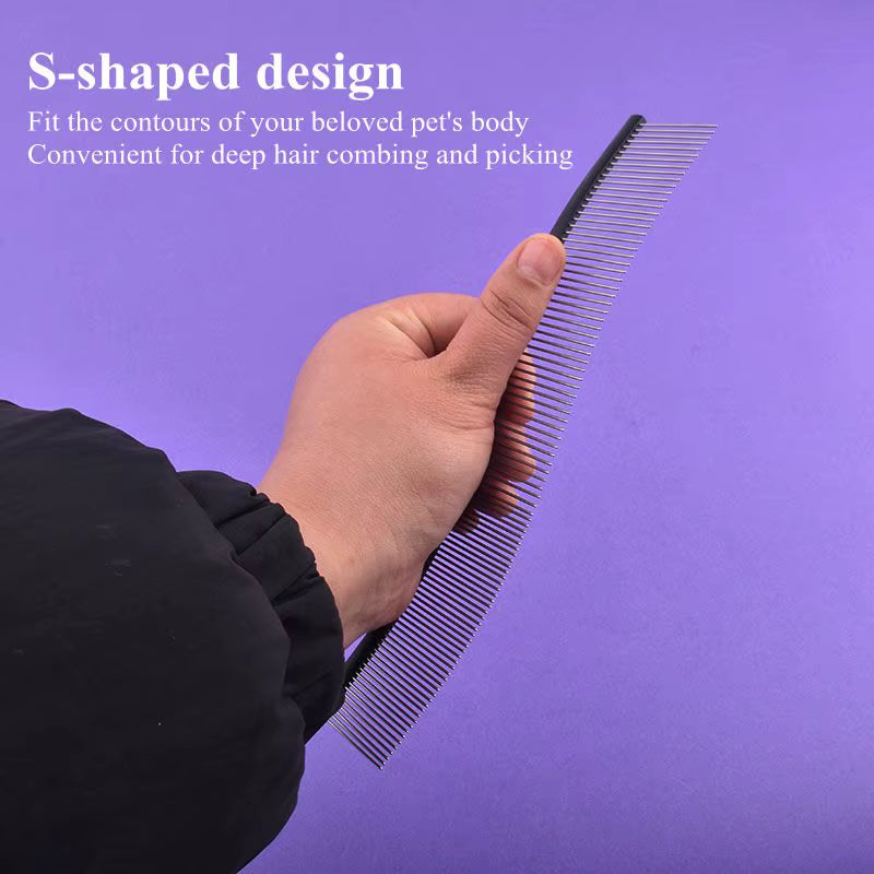 22Cm Pet S Type Comb Professional Stainless Steel Pet Grooming Comb Dense Sparse Teeth Dog Cat Cleaning Brush Hair Reemoval Comb