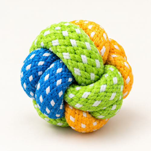 Colorful braided rope knot ball