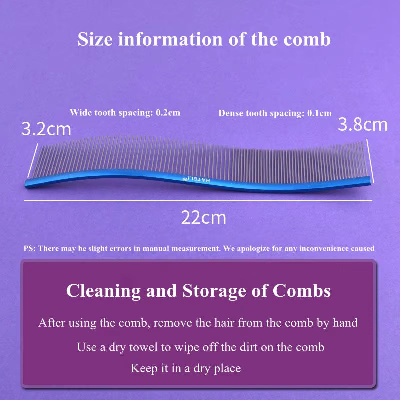 22Cm Pet S Type Comb Professional Stainless Steel Pet Grooming Comb Dense Sparse Teeth Dog Cat Cleaning Brush Hair Reemoval Comb