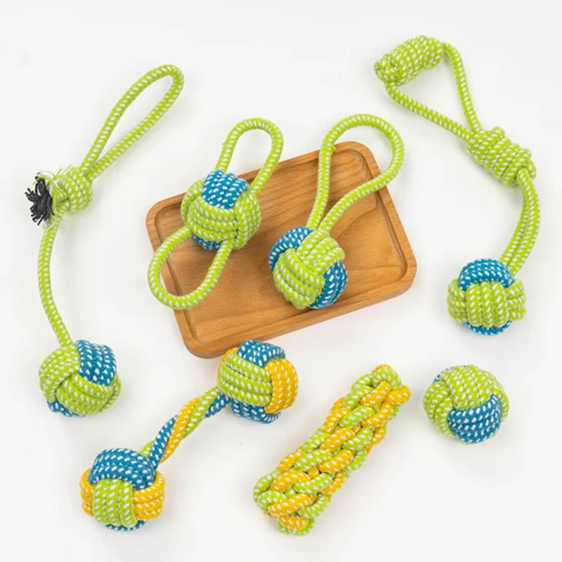 Durable Cotton Rope Dog Toy Ball for Teeth Cleaning Pet Supplies Small Pet Dogs Chew Toy Knot Ball Cat and Dog Teething Rope
