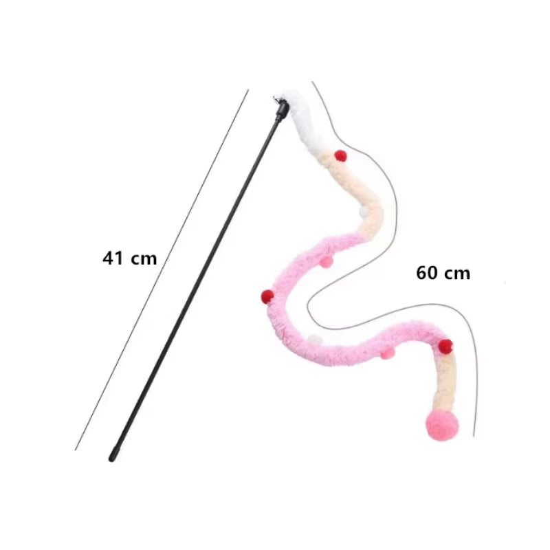 Cat Toy Feather Cat Teaser Wand Cat Interactive Toys Funny Caterpillar Colorful Rod Christmas Hairball Teaser Wand Pet Supplies